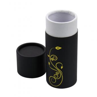 circle gold foil florals cylinder turned edge black box with lid